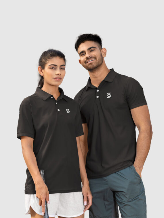 BLACK - COUPLE POLO T-SHIRT