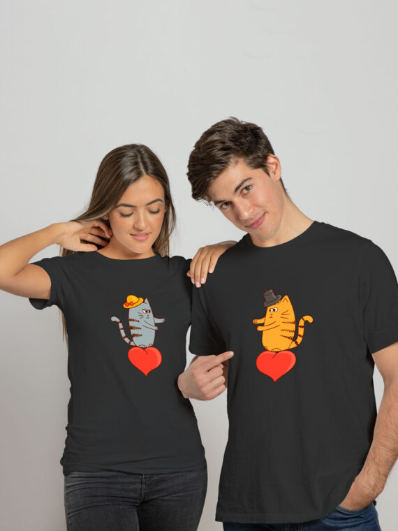 CATS LOVE COUPLE - COUPLE T-SHIRT