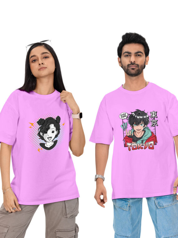 COOL LOVED COMIC COUPLE OVERSIZE T-SHIRT