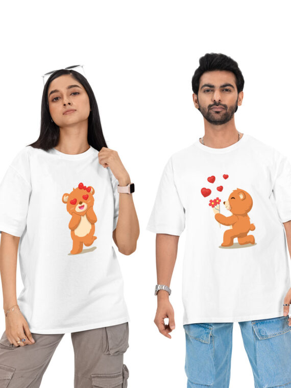 CUTE-PROPOSE-BEAR COUPLE OVERSIZE T-SHIRT