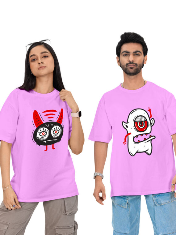 DOODLES-WITH-MONSTER COUPLE OVER SIZE T-SHIRT Details