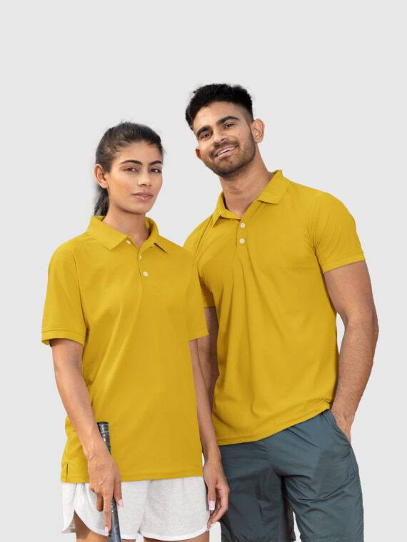PLANE MUSTARD YELLOW - COUPLE POLO T-SHIRT