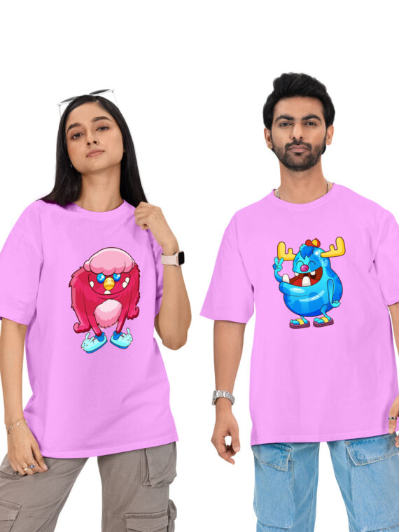SMILEY MONSTER COUPLE OVERSIZE T-SHIRT