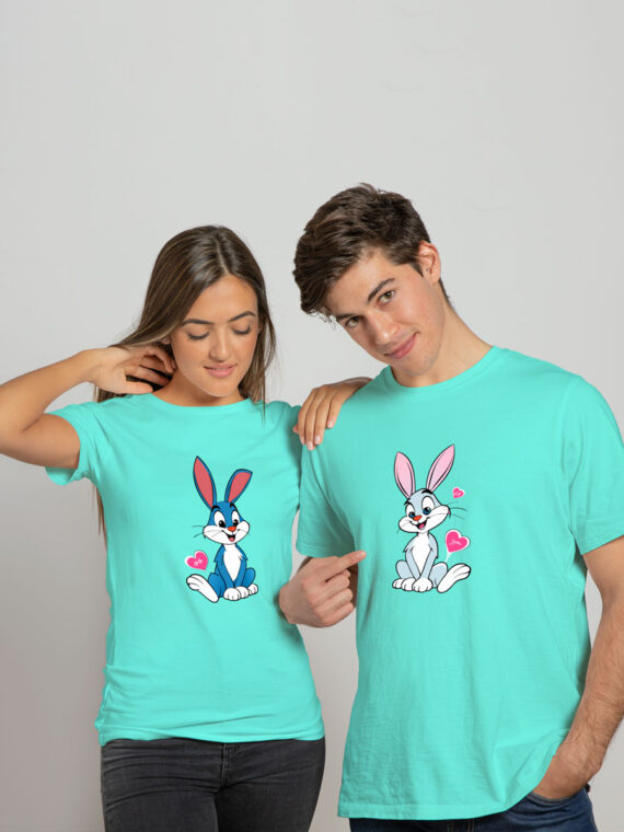 TWO CUTE HARES - COUPLE T-SHIRT