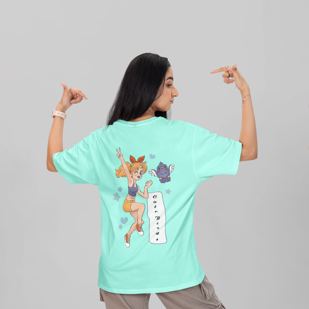 CUTE-BIRDS-2 CUTE BIRDS - WOMEN'S OVERSIZE TEES