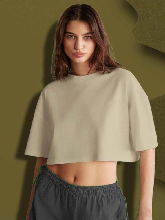 PLANE BEIGE – WOMEN’S CROP OVERSIZE