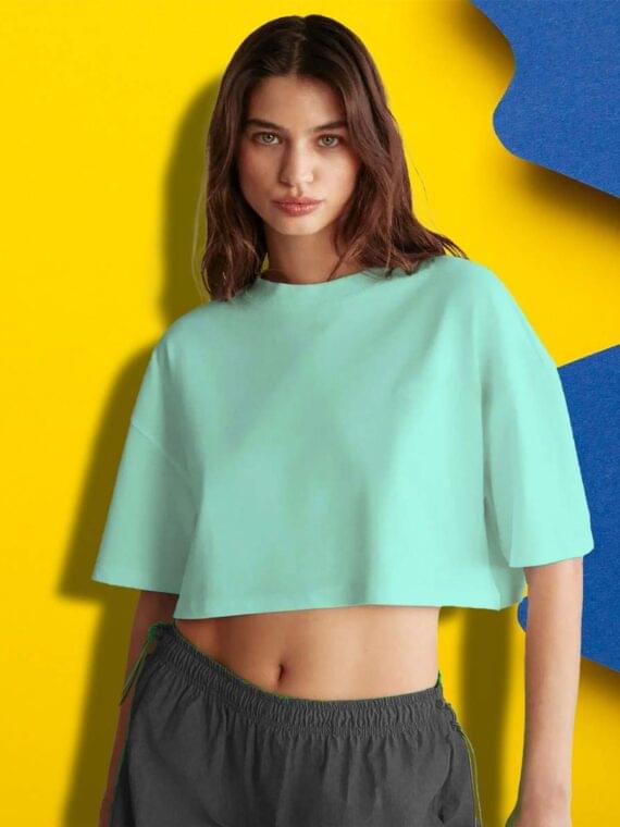 PLANE PALE TURQUOISE – WOMEN’S CROP OVERSIZE