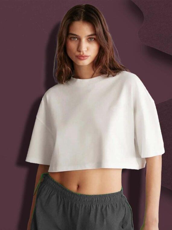 PLANE WHITE – WOMEN’S CROP OVERSIZE