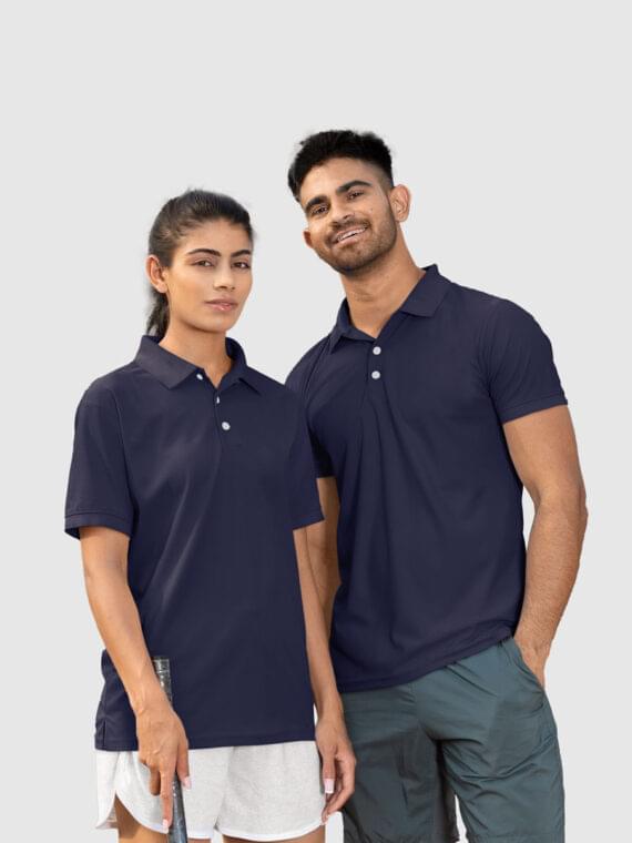 PLANE DARK NAVY BLUE - COUPLE POLO T-SHIRT
